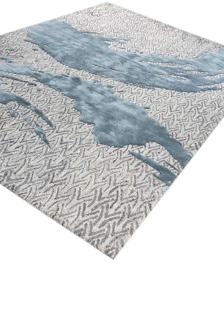 pathways blue wool and viscose hand tufted Rug - FoldShot pathways blue wool and viscose hand tufted Rug - FoldShot