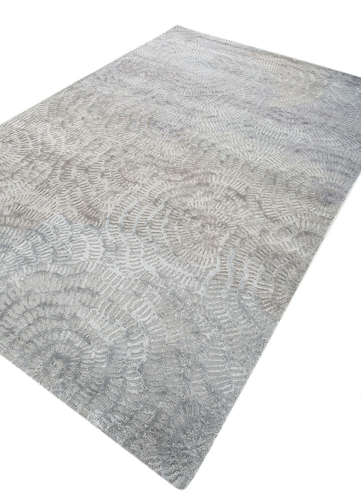aurelia blue wool and viscose hand tufted Rug - FoldShot