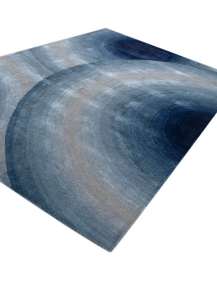 chroma blue wool and viscose hand tufted Rug - FoldShot