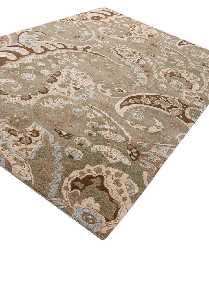 hacienda green wool hand tufted Rug - FoldShot