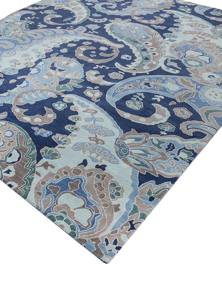 hacienda blue wool hand tufted Rug - FoldShot hacienda blue wool hand tufted Rug - FoldShot