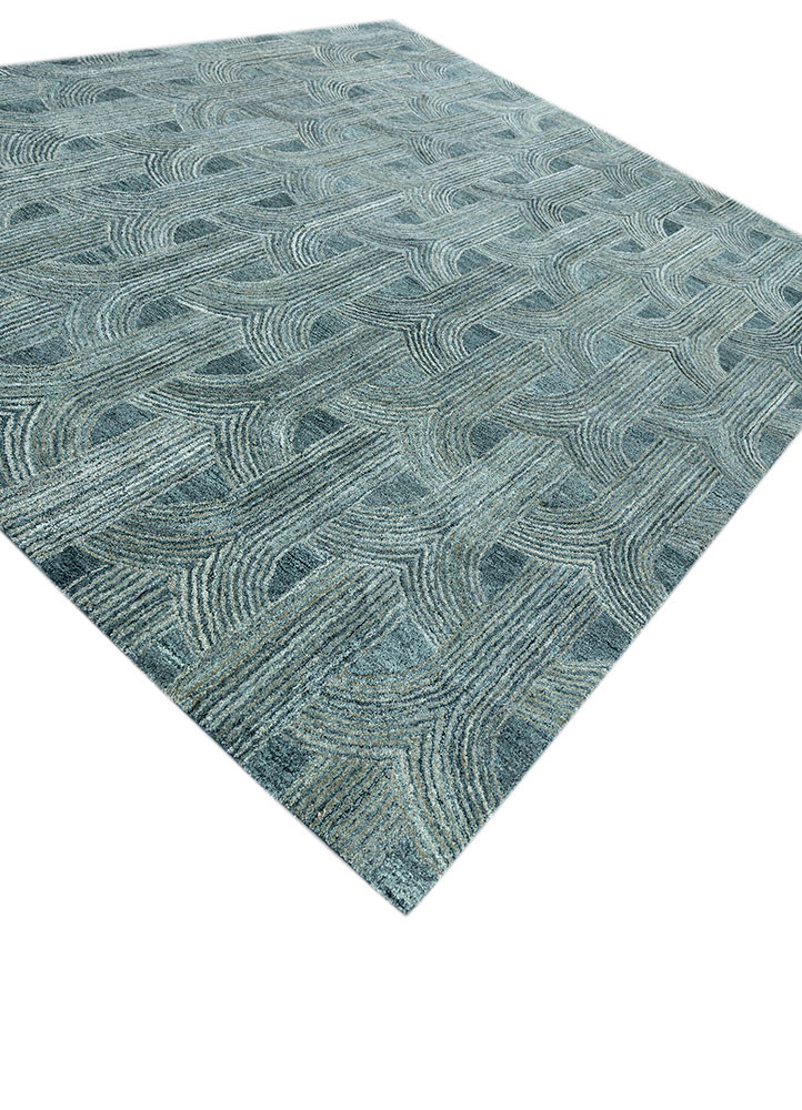 pathways blue wool and viscose hand tufted Rug - FoldShot pathways blue wool and viscose hand tufted Rug - FoldShot