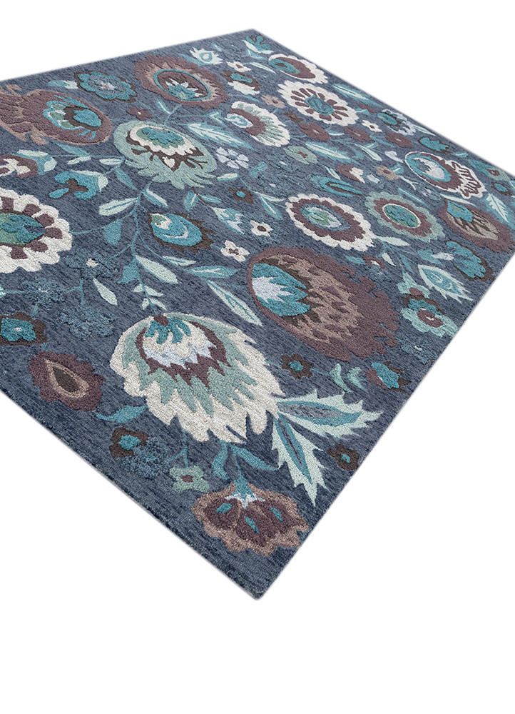 hacienda blue polyester hand tufted Rug - FoldShot