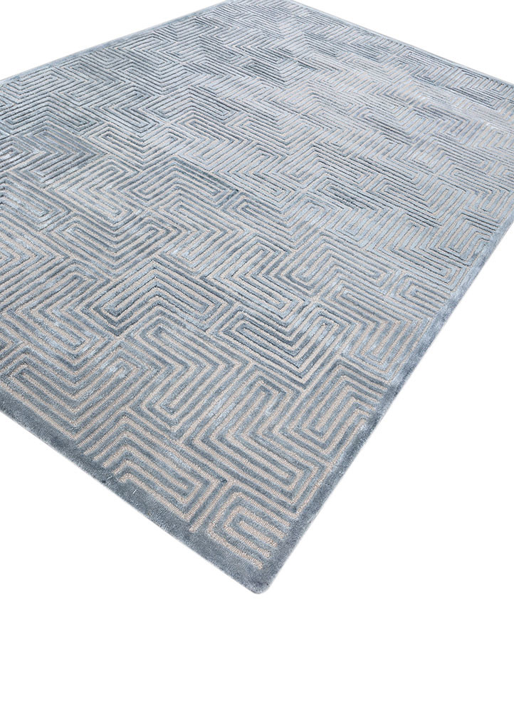 cera blue wool and viscose hand tufted Rug - FoldShot cera blue wool and viscose hand tufted Rug - FoldShot