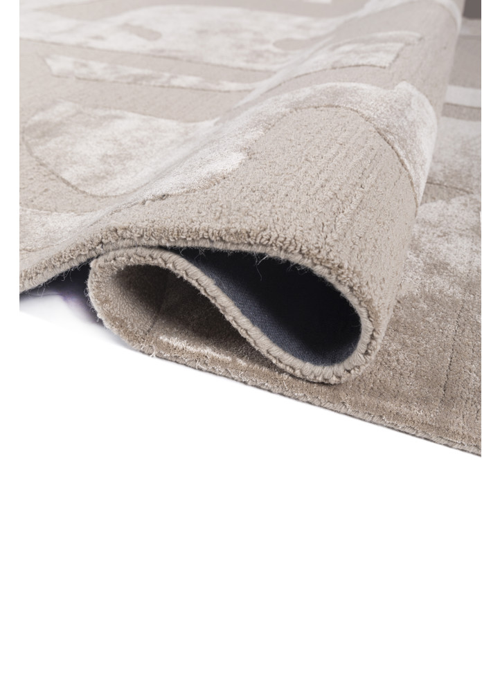 white noise ivory wool and viscose hand tufted Rug - FoldShot