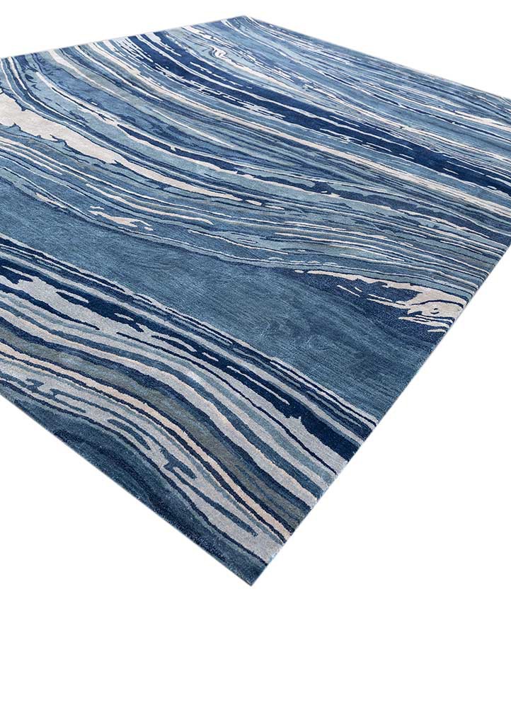 genesis blue wool and viscose hand tufted Rug - FoldShot
