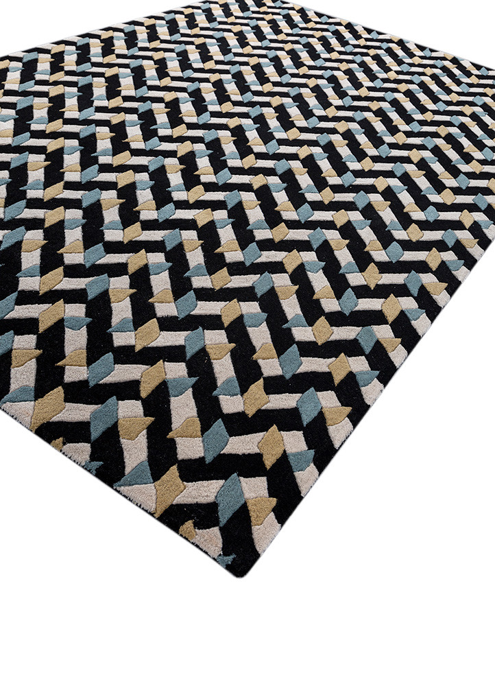 adrift grey and black wool hand tufted Rug - FoldShot