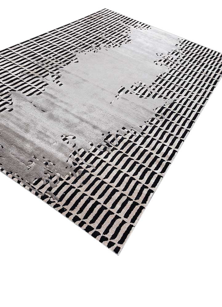 adrift grey and black wool and viscose hand tufted Rug - FoldShot adrift grey and black wool and viscose hand tufted Rug - FoldShot