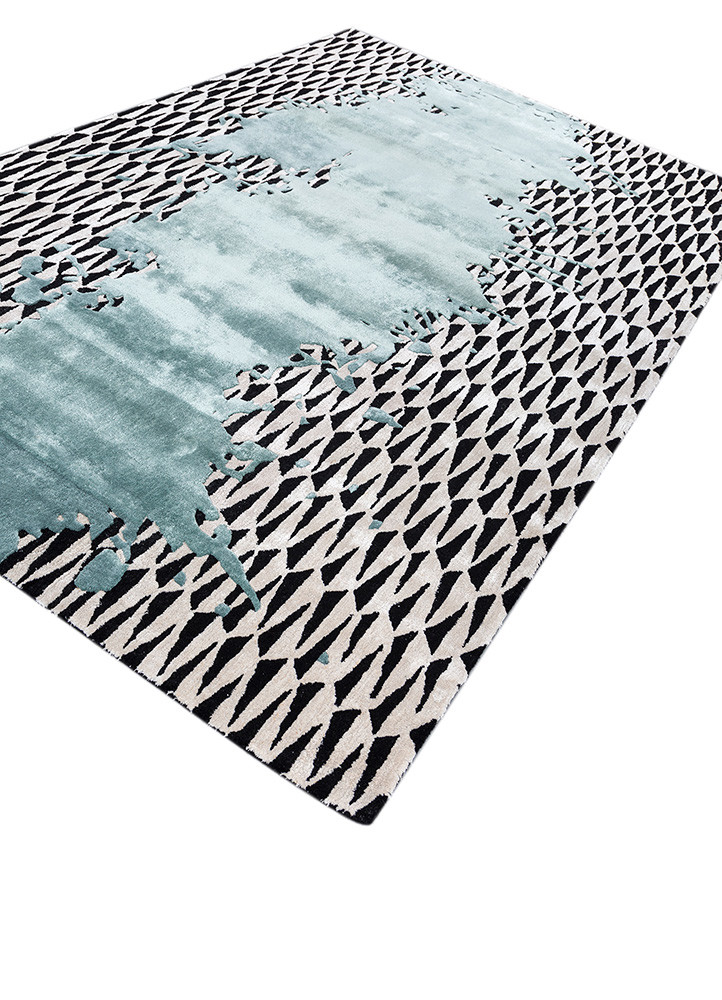 adrift blue wool and viscose hand tufted Rug - FoldShot