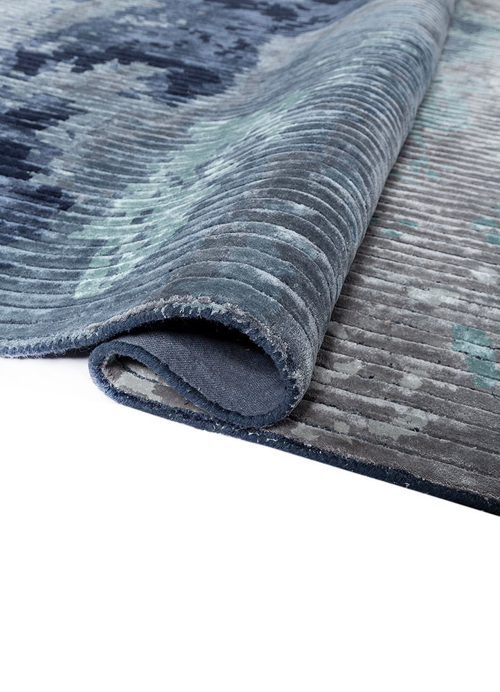 white noise blue wool and viscose hand tufted Rug - FoldShot white noise blue wool and viscose hand tufted Rug - FoldShot