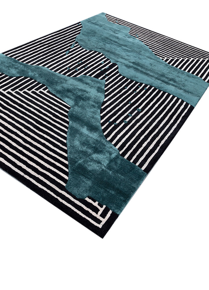 adrift grey and black wool and viscose hand tufted Rug - FoldShot adrift grey and black wool and viscose hand tufted Rug - FoldShot