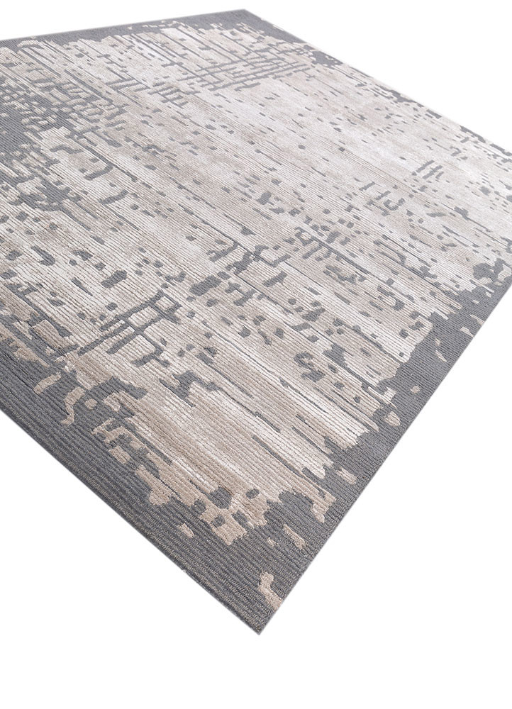 white noise blue wool and viscose hand tufted Rug - FoldShot