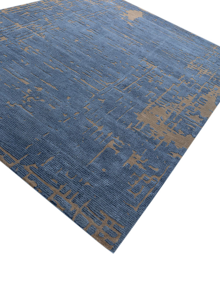white noise blue wool and viscose hand tufted Rug - FoldShot white noise blue wool and viscose hand tufted Rug - FoldShot