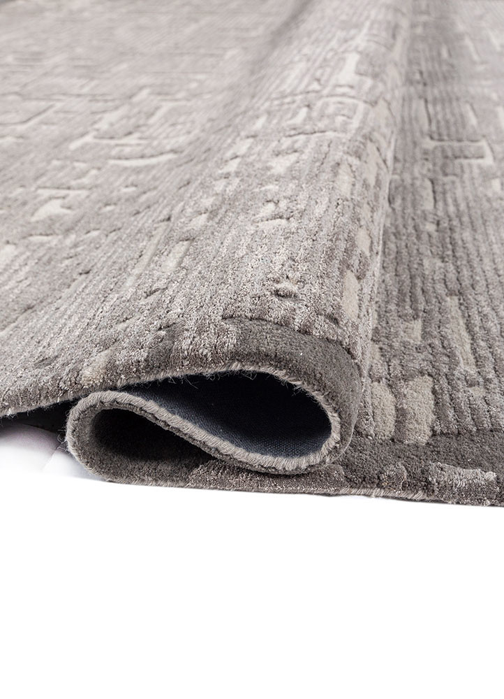 white noise grey and black wool and viscose hand tufted Rug - FoldShot