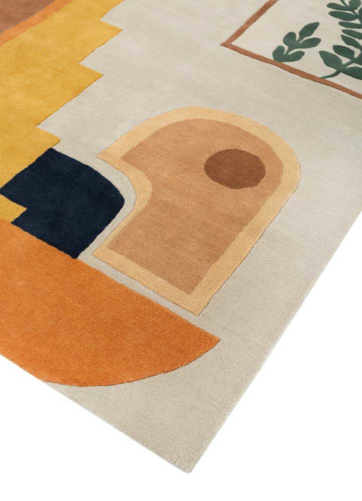 linear ivory wool hand tufted Rug - FoldShot