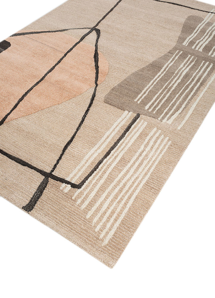 modo beige and brown wool and viscose hand tufted Rug - FoldShot modo beige and brown wool and viscose hand tufted Rug - FoldShot