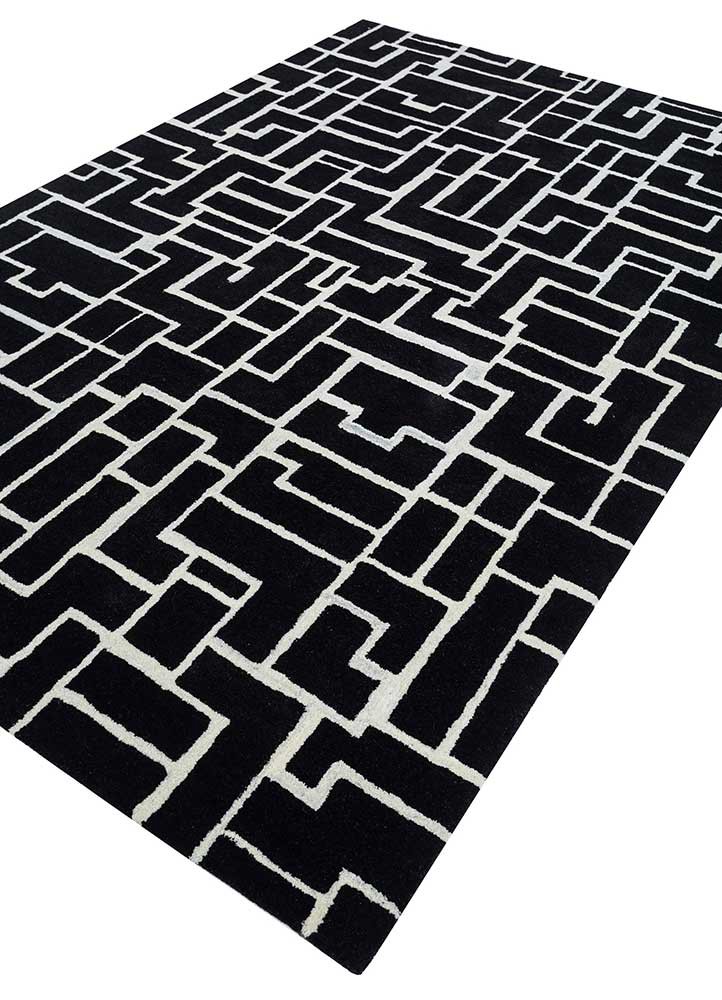 contour grey and black wool hand tufted Rug - FoldShot