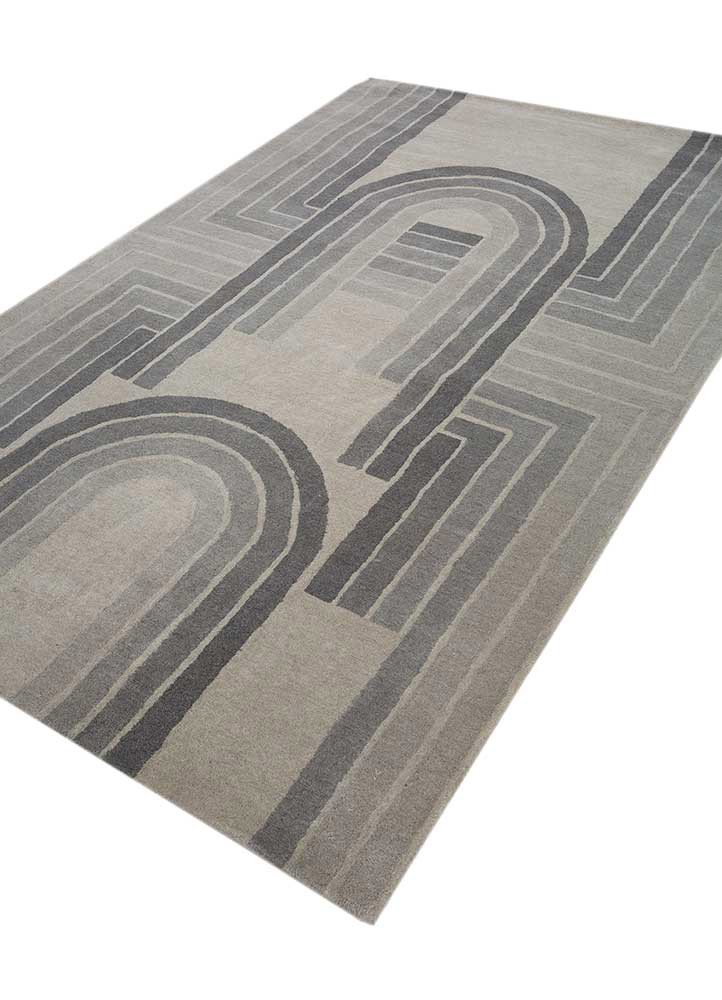 chroma grey and black wool hand tufted Rug - FoldShot