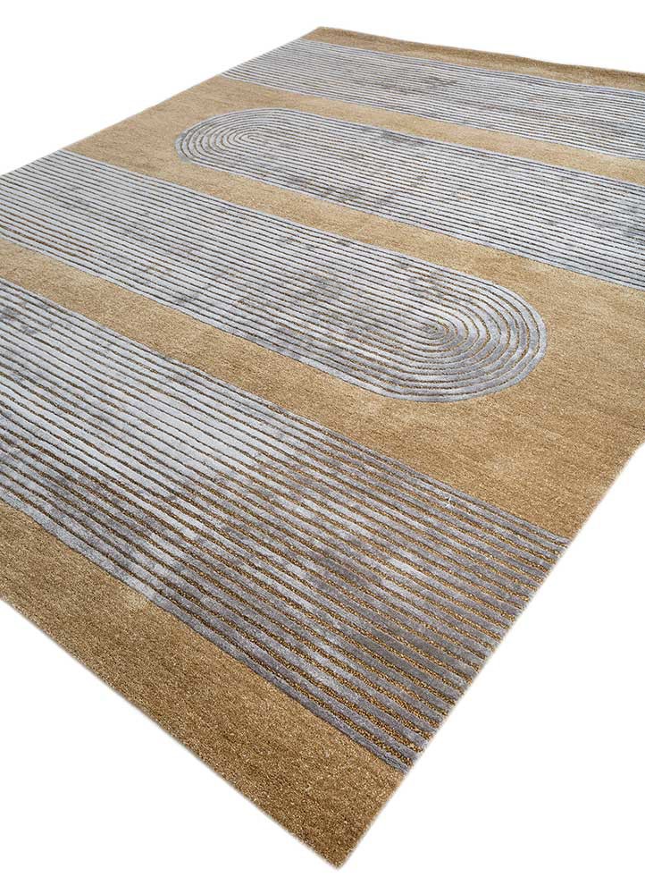 linear grey and black wool and viscose hand tufted Rug - FoldShot