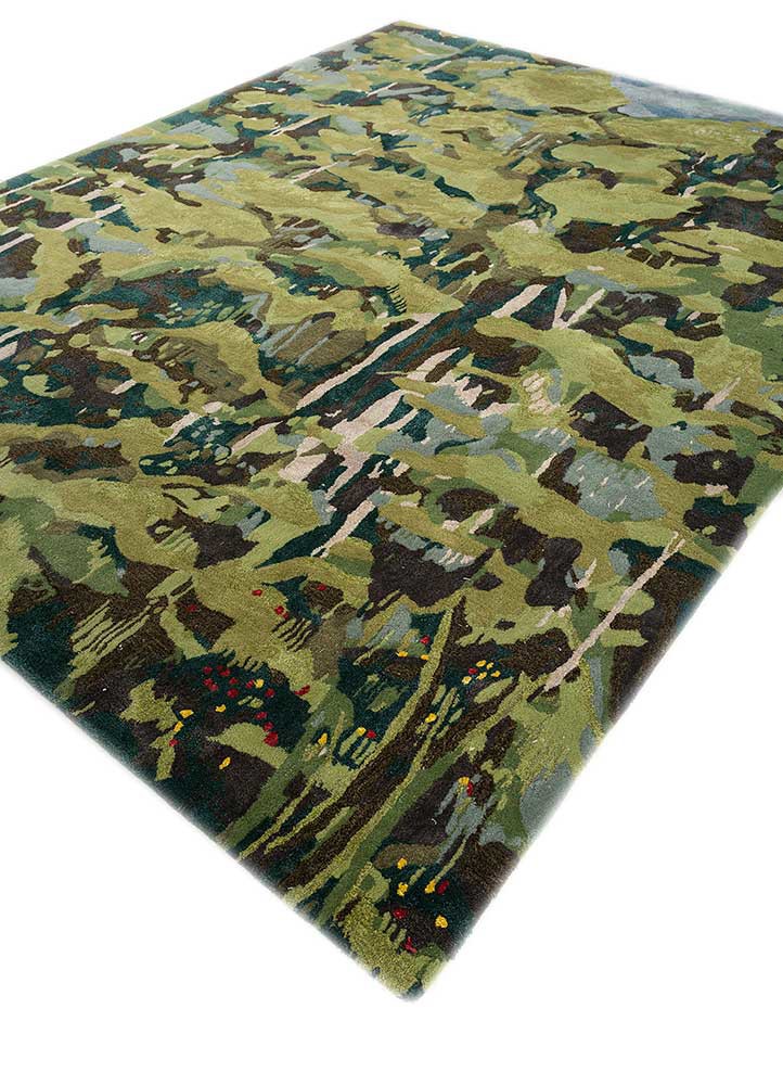Aprezo Green Hand Tufted Wool and Viscose Rugs Tra2006 Jaipur Rugs