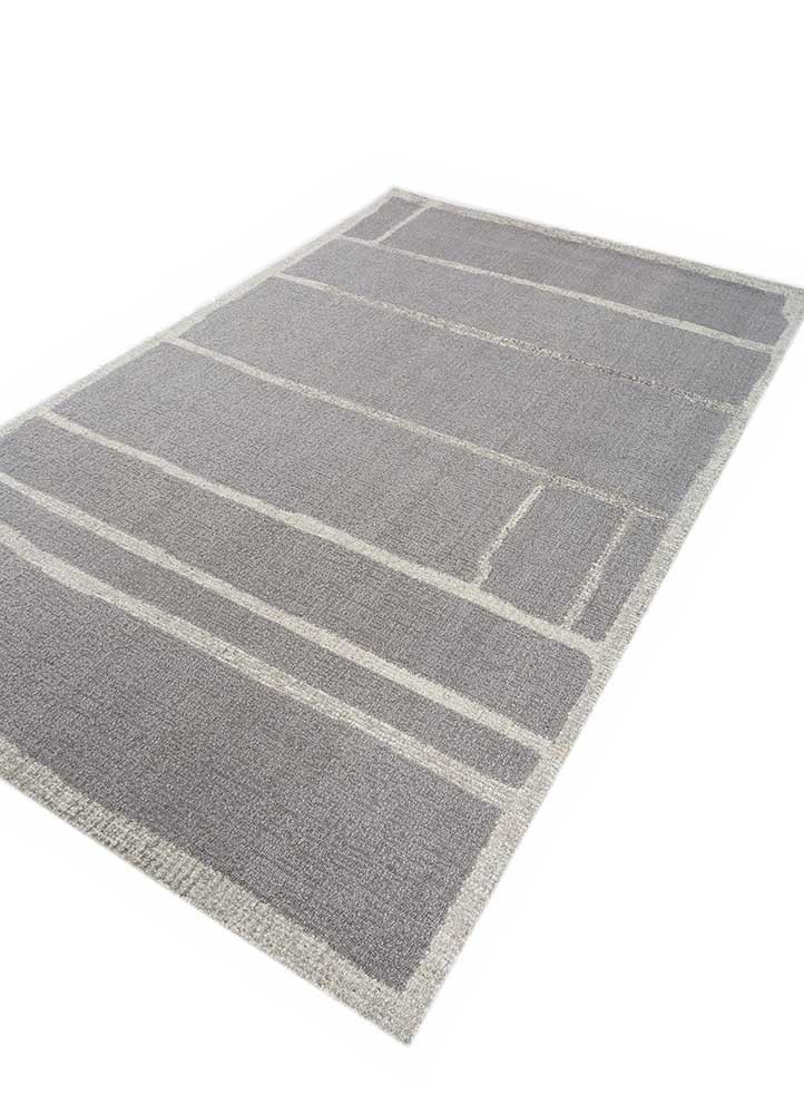 pathways grey and black wool hand tufted Rug - FoldShot