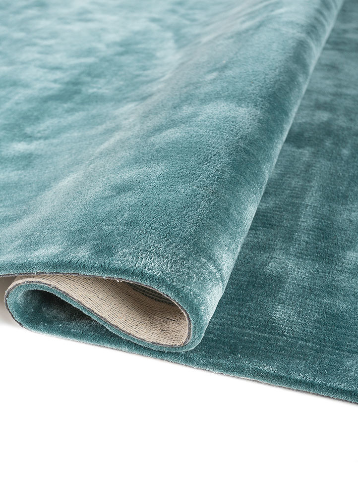 cera blue viscose hand tufted Rug - FoldShot