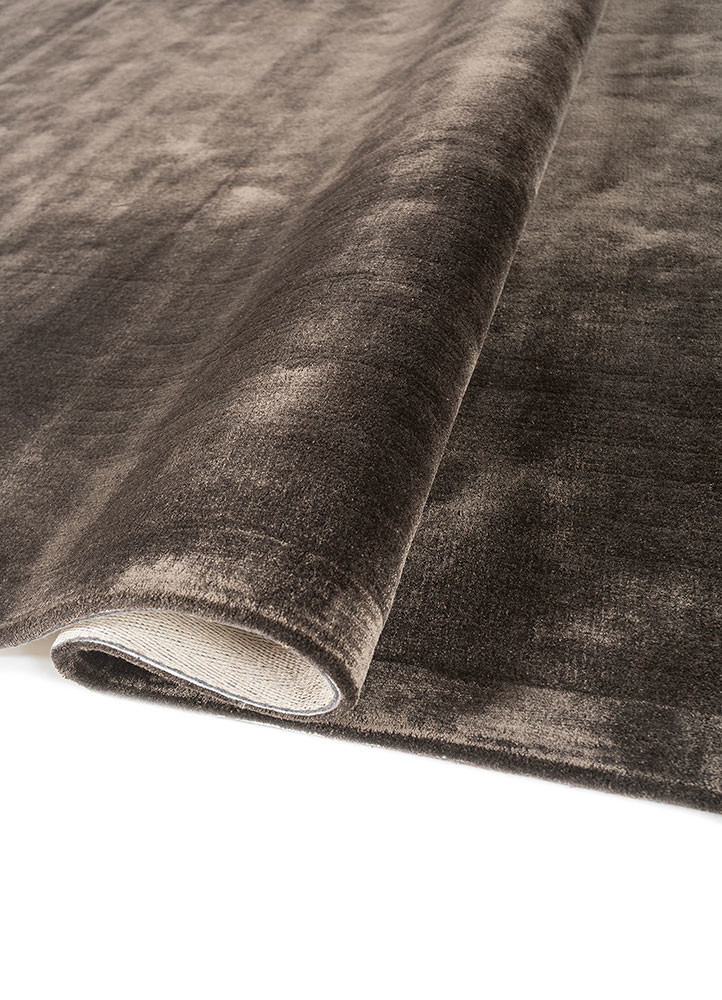 cera grey and black viscose hand tufted Rug - FoldShot