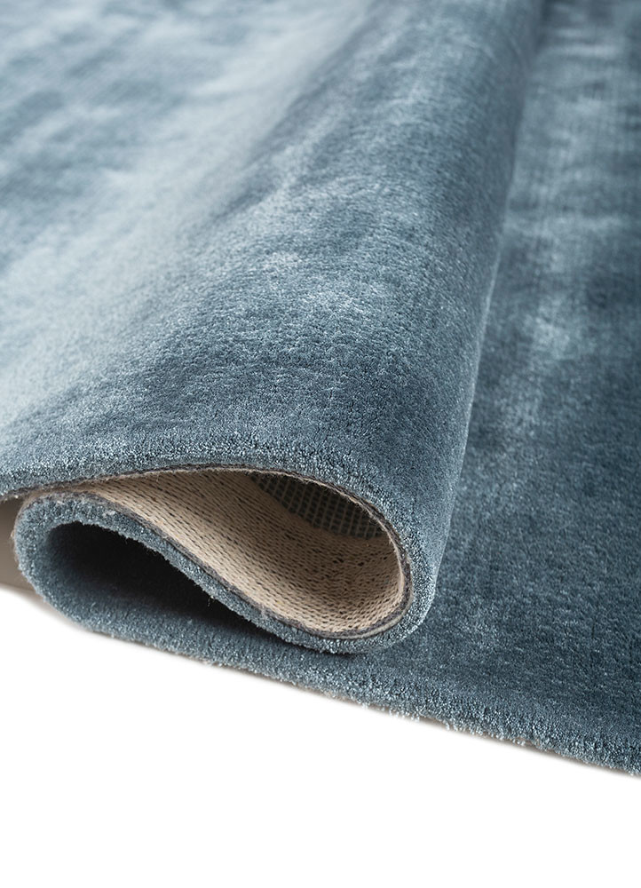 cera blue viscose hand tufted Rug - FoldShot