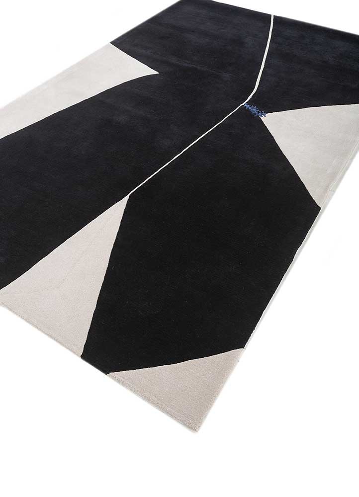 zig zag grey and black wool and viscose hand tufted Rug - FoldShot zig zag grey and black wool and viscose hand tufted Rug - FoldShot