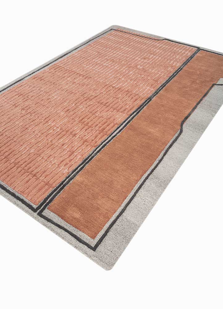 Aprezo Red and Orange Hand Tufted Wool and Viscose Rugs Tra2113