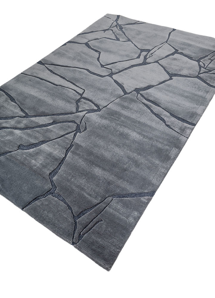 genesis blue wool and viscose hand tufted Rug - FoldShot
