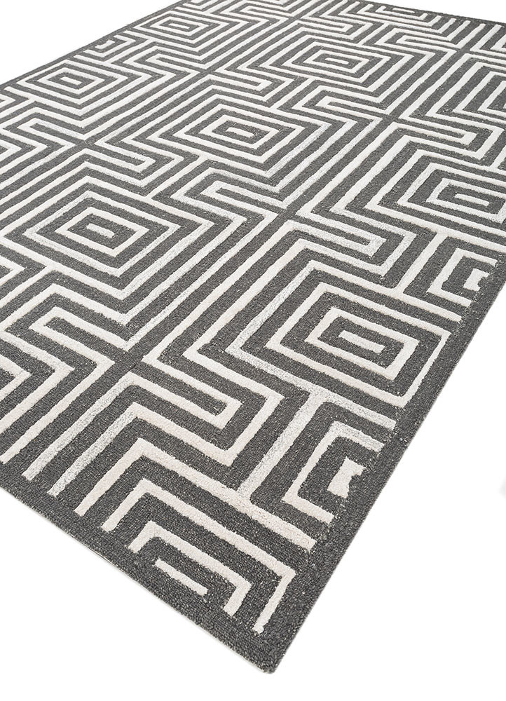 adrift grey and black wool hand tufted Rug - FoldShot