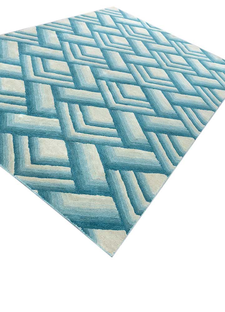 chroma blue wool hand tufted Rug - FoldShot