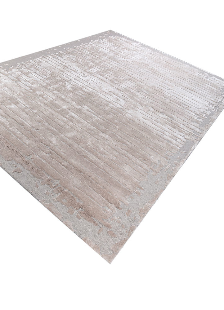 white noise ivory wool and viscose hand tufted Rug - FoldShot