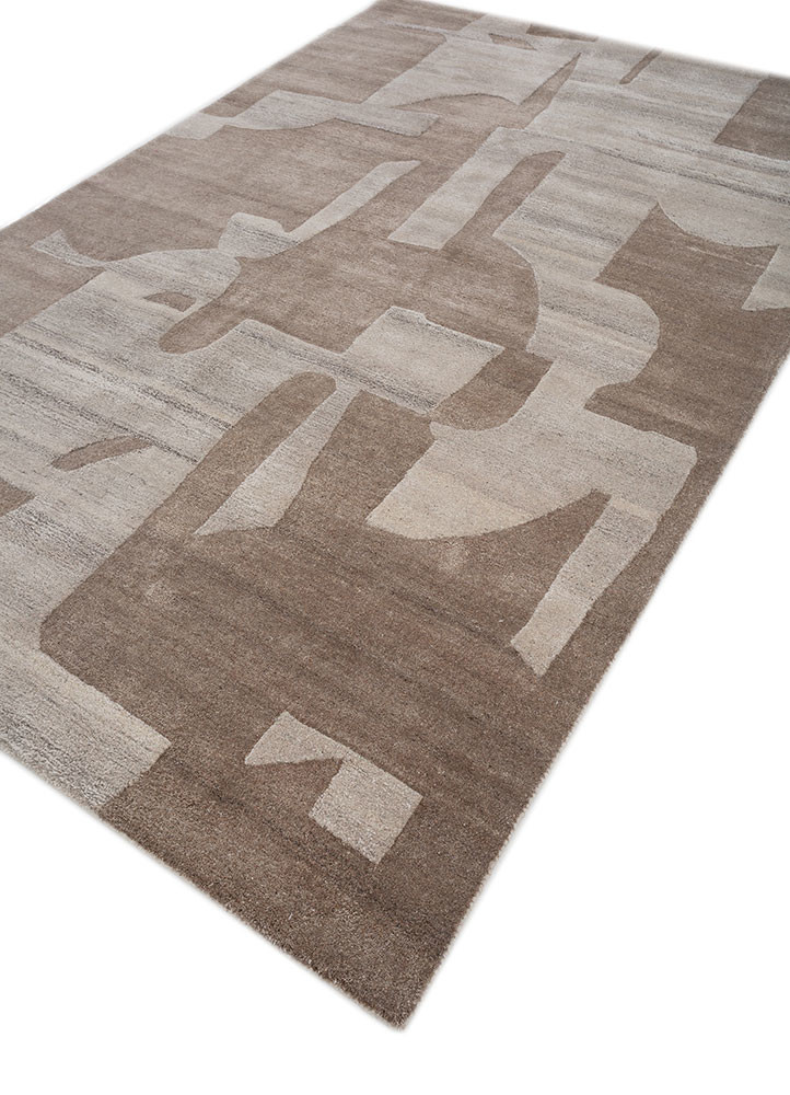 white noise beige and brown wool and viscose hand tufted Rug - FoldShot white noise beige and brown wool and viscose hand tufted Rug - FoldShot