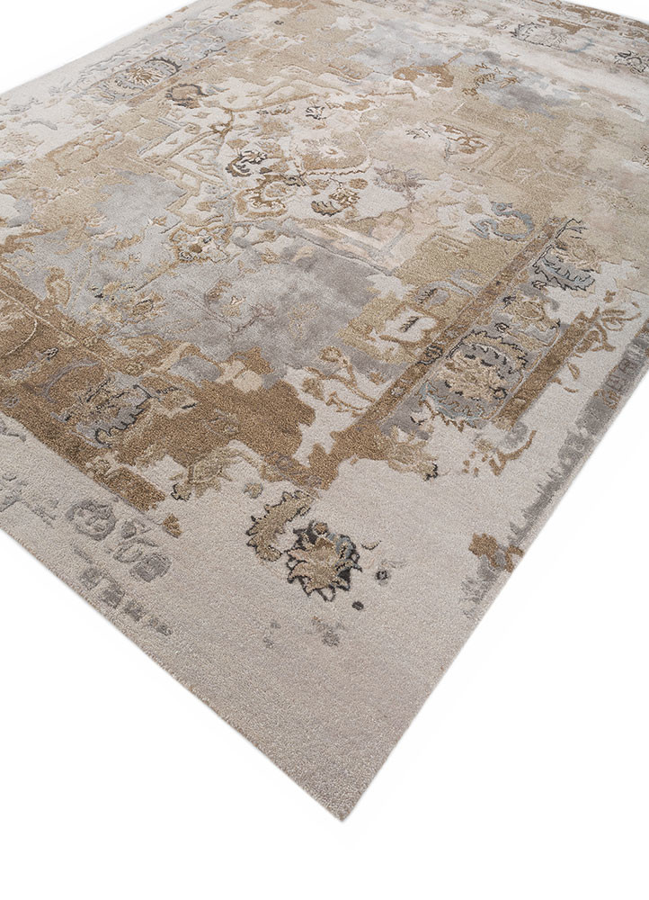 mythos ivory wool and viscose hand tufted Rug - FoldShot
