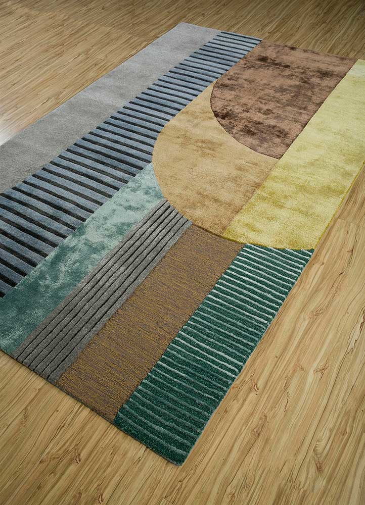 come around blue wool and viscose hand tufted Rug - FoldShot