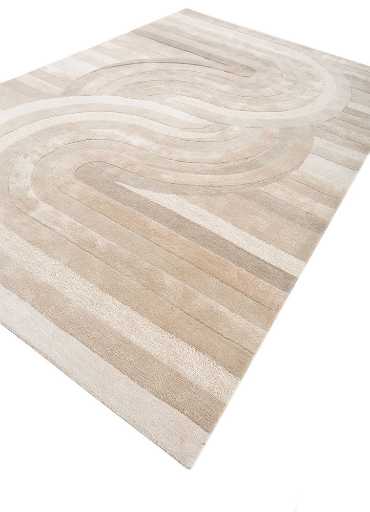 caliedo ivory wool and viscose hand tufted Rug - FoldShot