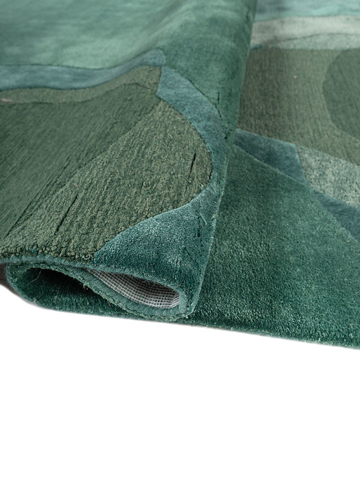 joy green wool and viscose hand tufted Rug - FoldShot