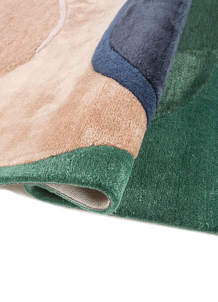 joy green wool and viscose hand tufted Rug - FoldShot