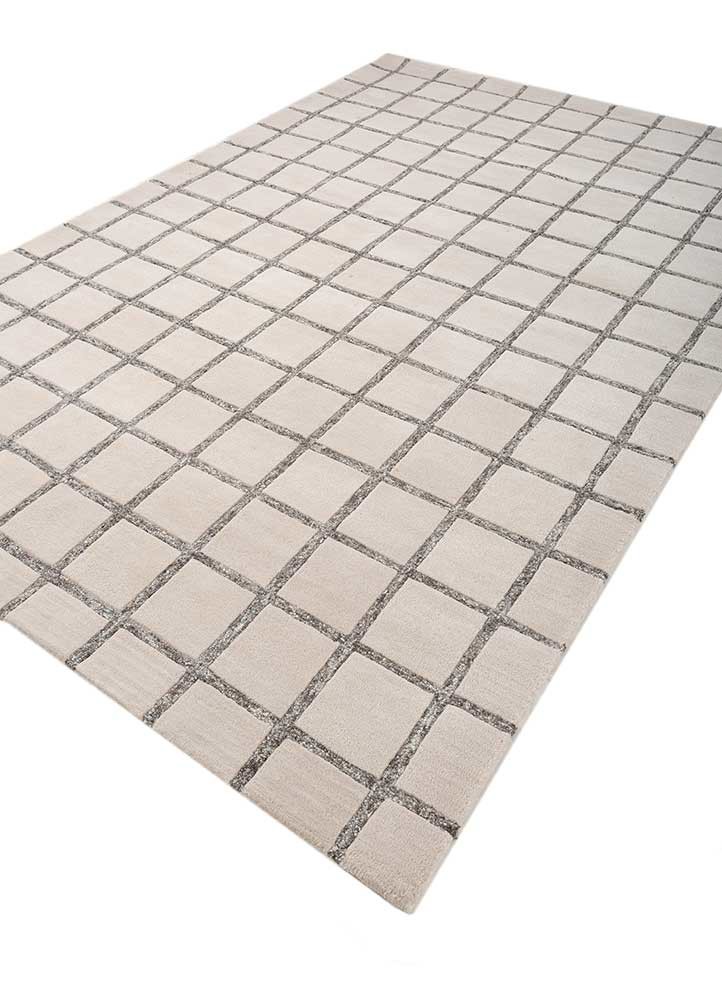linear ivory wool hand tufted Rug - FoldShot