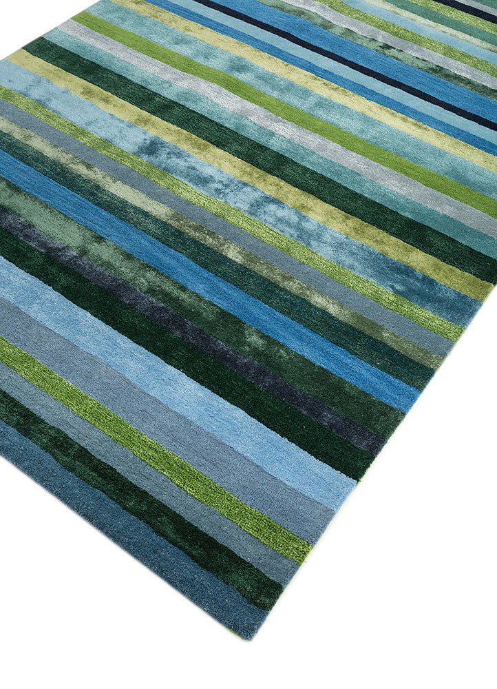 acar blue wool and viscose hand tufted Rug - FoldShot acar blue wool and viscose hand tufted Rug - FoldShot