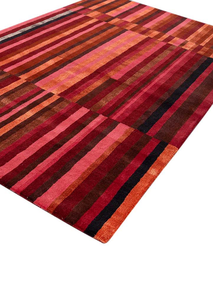 acar red and orange wool and viscose hand tufted Rug - FoldShot