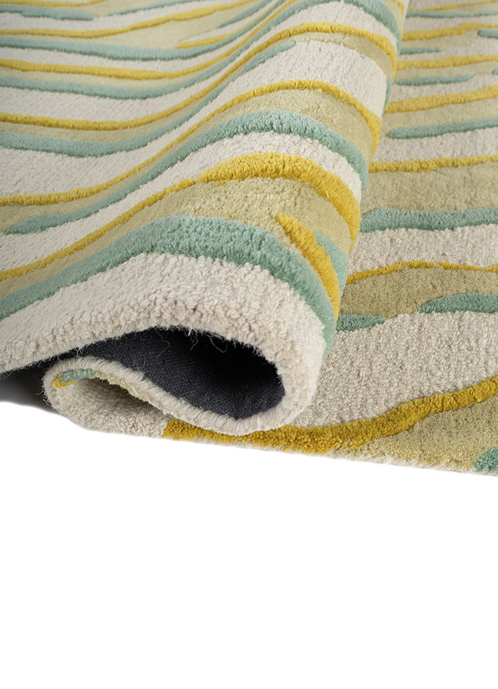 linear ivory wool hand tufted Rug - FoldShot