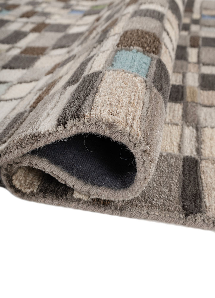 acar ivory wool and viscose hand tufted Rug - FoldShot