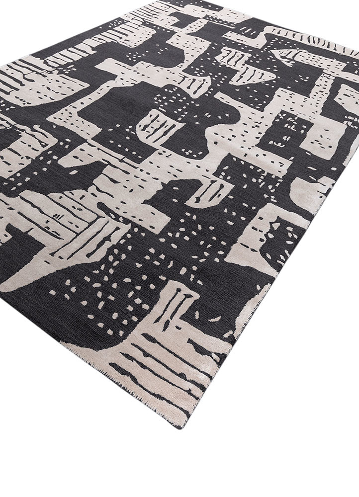 pathways grey and black wool hand tufted Rug - FoldShot pathways grey and black wool hand tufted Rug - FoldShot