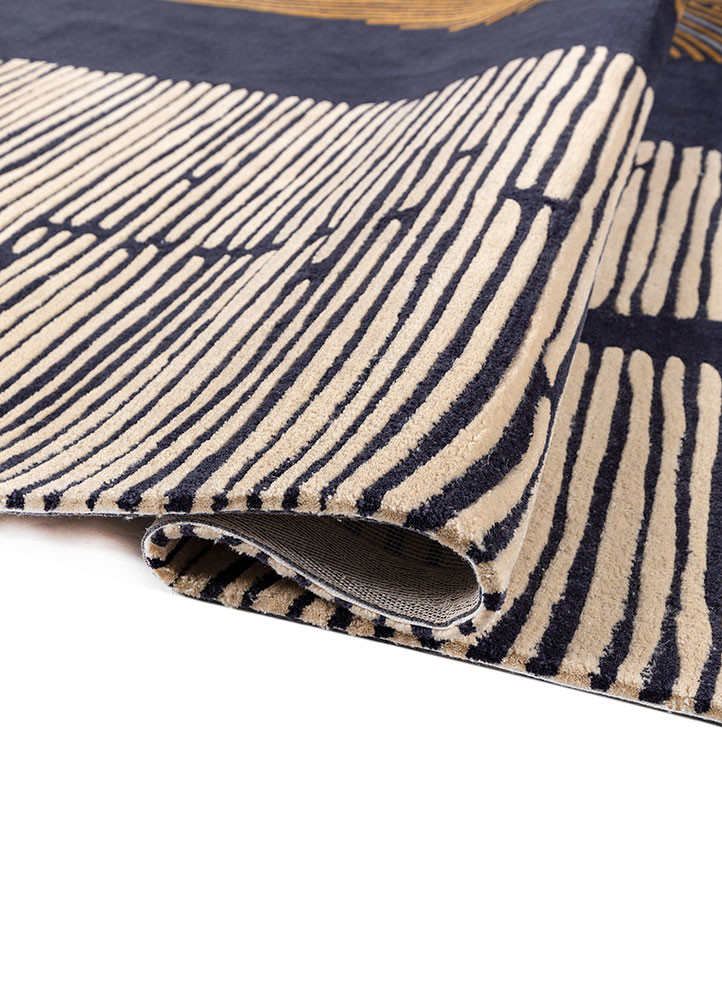 linear blue wool hand tufted Rug - FoldShot linear blue wool hand tufted Rug - FoldShot