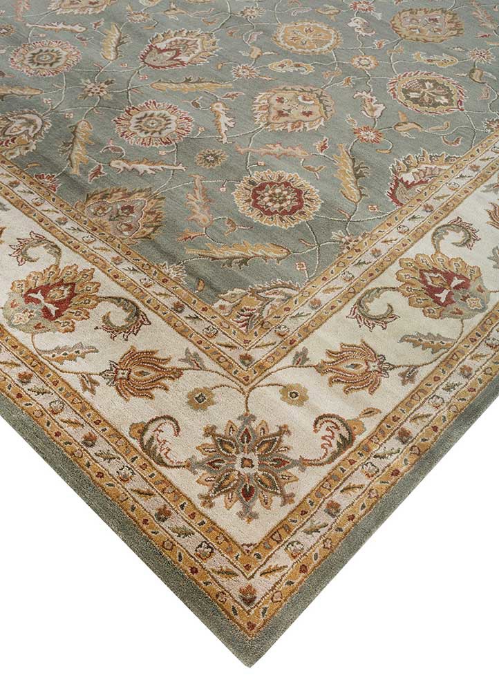 kasbah green wool hand tufted Rug - FoldShot