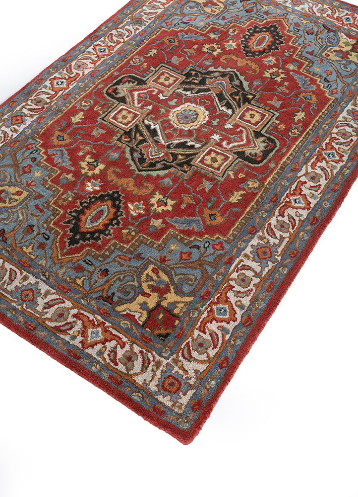 mythos red and orange wool hand tufted Rug - FoldShot