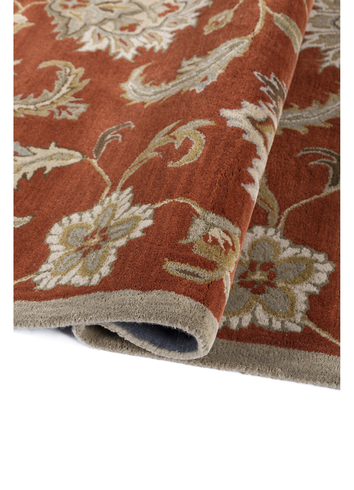 kasbah red and orange wool hand tufted Rug - FoldShot
